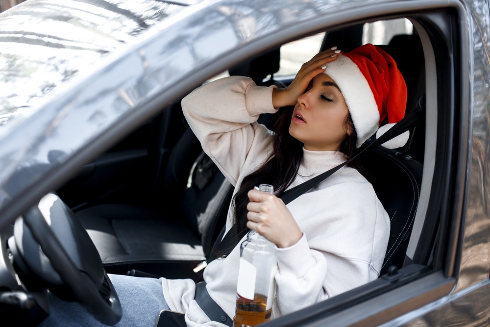 a girl drunk driving on christmas